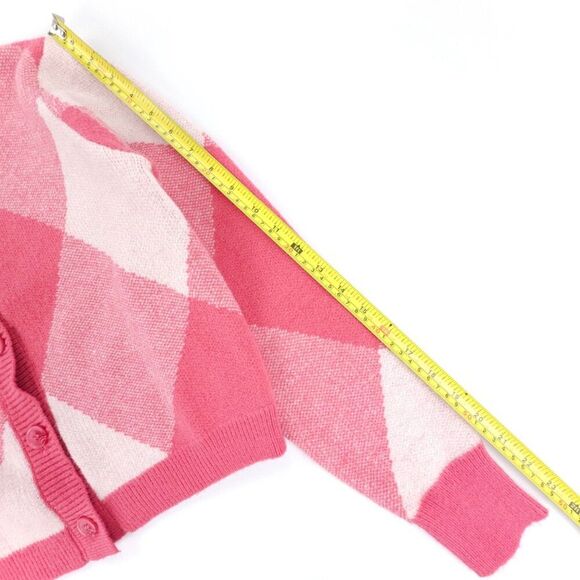 ZARA Pink Argyle Button Down Cardigan Sweater Preppy Academia Soft Girl French - Picture 5 of 6